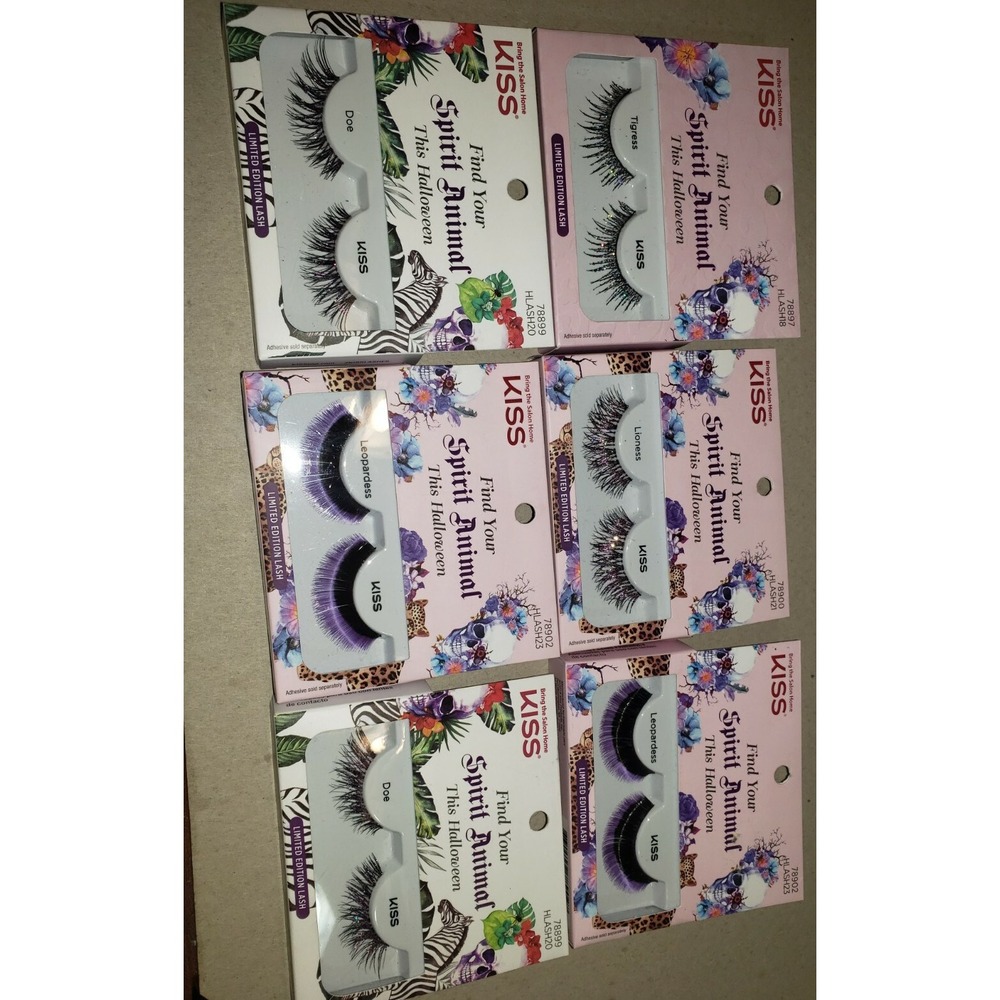 NIB Limited‎ Edition Kiss Halloween Spirit Animal Eyelashes Lot Of 6 Tigress Doe